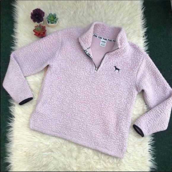 VS PINK Sherpa Style 1/4 Zip Pullover - Picture 1 of 11
